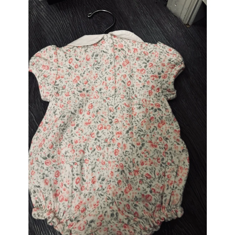 Janie and Jack Floral Bodysuit 0-3 Months White Pink